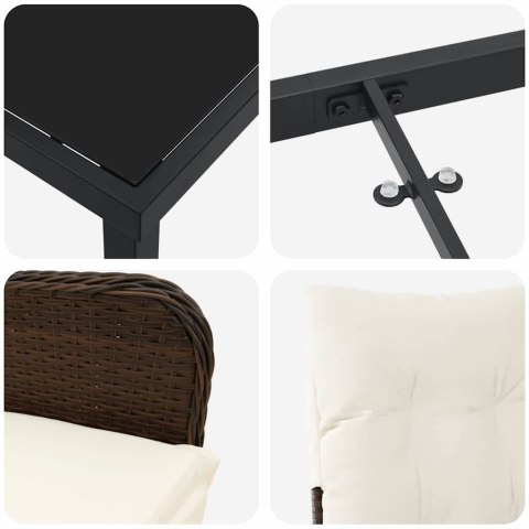 7 Częściowy Zestaw Stołowy Ogrodowy z Poduszkami Brązowy Polirattan Lumarko!