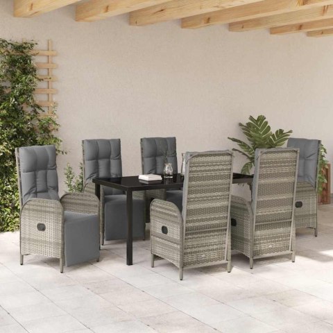 Zestaw do jadalni w ogrodzie z poduszką 7 pcs Szary Polirattan Lumarko!