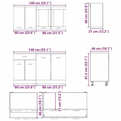 Zestaw szafek kuchennych 4-częściowy Wędzony dąb MDF Lumarko!