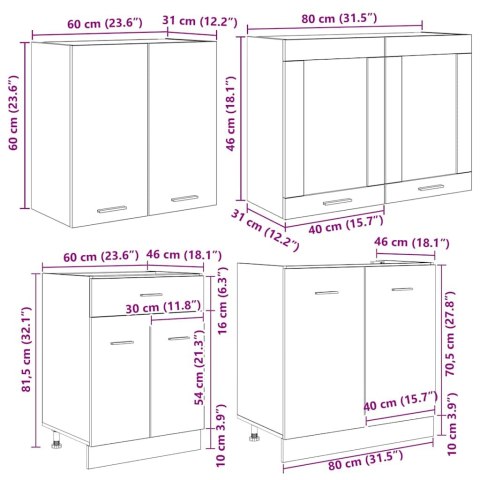 Zestaw szafek kuchennych 4-częściowy Wędzony dąb MDF Lumarko!