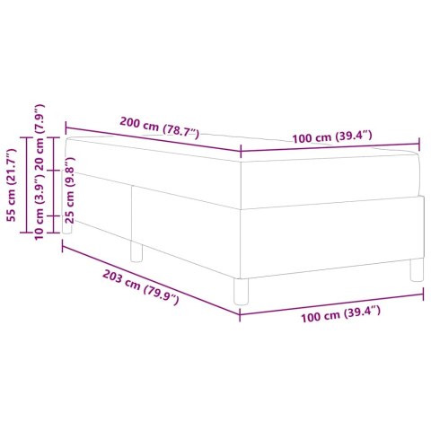 VidaXL Ramka łóżka z materacem Jasnoszary 100 x 200 cm tkanina