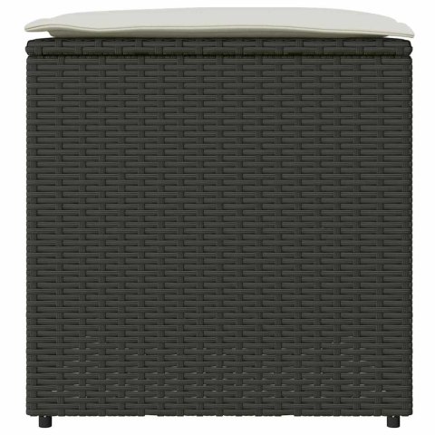 Czarna skrzynka na poduszki 50x50x50 cm z polirattanu Lumarko!