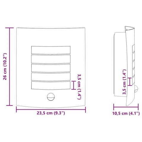 Zewnętrzne lampy ścienne z czujnikiem 2 sztuki czarny stal nierdzewna IP44 Lumarko!