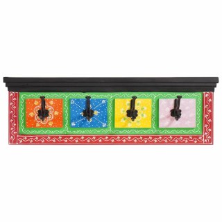 Montażowy wieszak na płaszcze z 4 haczykami 80x25x2 cm z solidnego drewna mango i materiału inżynieryjnego Lumarko!