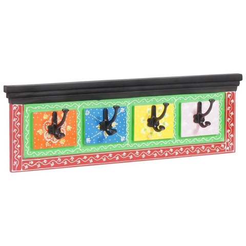 Montażowy wieszak na płaszcze z 4 haczykami 80x25x2 cm z solidnego drewna mango i materiału inżynieryjnego Lumarko!