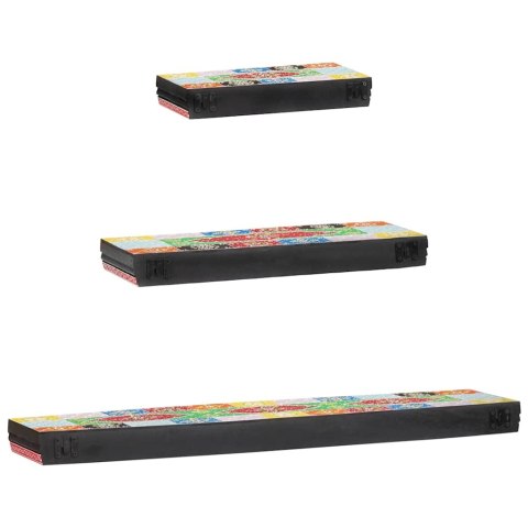 Zestaw 3 Półek Ściennych 100x20x6 cm Z Litych Drewna Mango Lumarko!