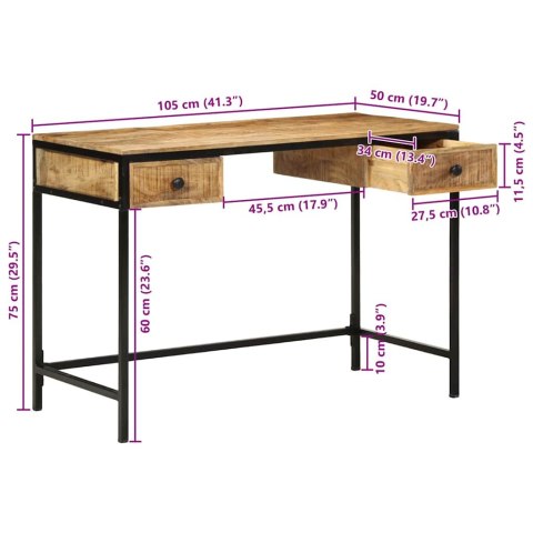 Biurko 105x50x75 cm Lite drewno mango Lumarko!
