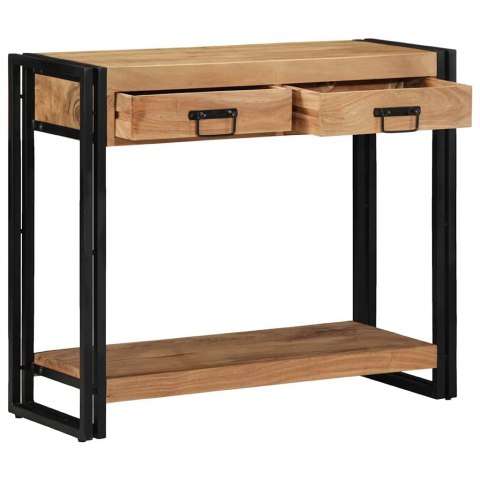 Stolik Konsolowy Czarny 90x33x75 cm Lite Drewno Akacjowe i Metal Lumarko!