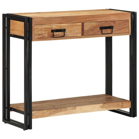 Stolik Konsolowy Czarny 90x33x75 cm Lite Drewno Akacjowe i Metal Lumarko!