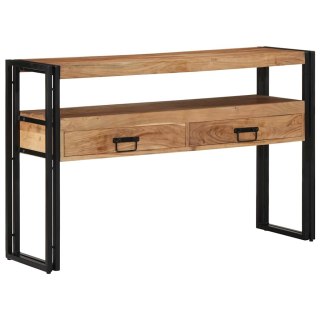 Stoliki końcowe Czarne 120x33x75 cm z litego drewna akacjowego i metalu Lumarko!