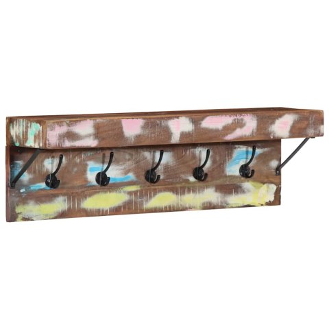 Wieszak na płaszcze z półką, montowany na ścianie, z litego drewna z odzysku i metalu Lumarko!