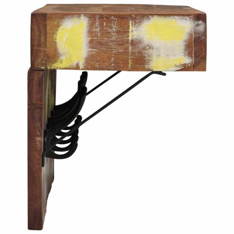 Wieszak na płaszcze z półką, montowany na ścianie, z litego drewna z odzysku i metalu Lumarko!