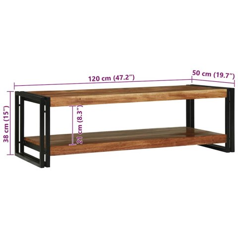VidaXL Stolik kawowy Brązowy 120 x 50 x 38 cm Lite Drewno Akacji