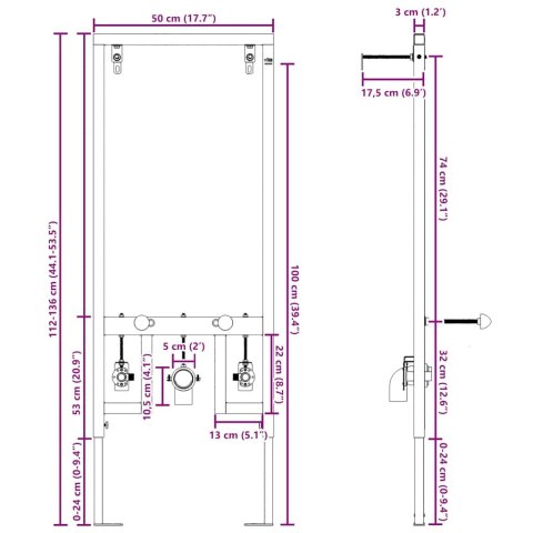 Ukryta rama montażowa do bidetu 50x112-136 cm ze stali Lumarko!