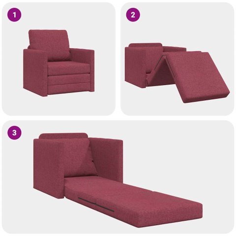 Sofa łóżko 2 w 1 Czerwony winny 74x77x81 cm Tkanina Lumarko!