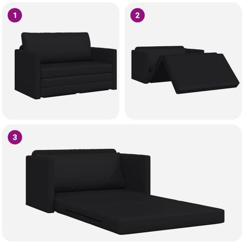 Sofa na podłogę Łóżko 2w1 Czarna 124x71x78 cm Sztuczna skóra Lumarko!