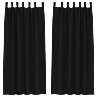 Zasłony z zasłonami 2 pcs Czarny 245 x 140 cm Poliester Lumarko!