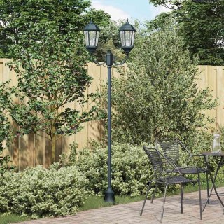 Lampa ogrodowa Post z 2 żarówkami E27, w zielonym kolorze, 220 cm, aluminiowa. Lumarko!