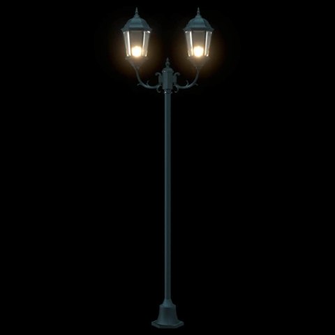 Lampa ogrodowa Post z 2 żarówkami E27, w zielonym kolorze, 220 cm, aluminiowa. Lumarko!