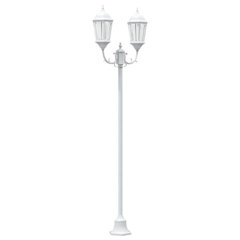 Lampa ogrodowa z dwoma postami E27, biała, 220 cm, aluminium Lumarko!