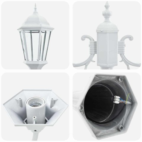 Słupek oświetleniowy 2-lampowy E27, biały, 235 cm, aluminium Lumarko!