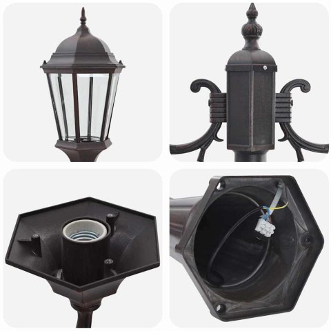 Stojak Na Latarnie Ogrodowe 2-Lampa E27 Brązowy 235 cm Aluminiowy Lumarko!