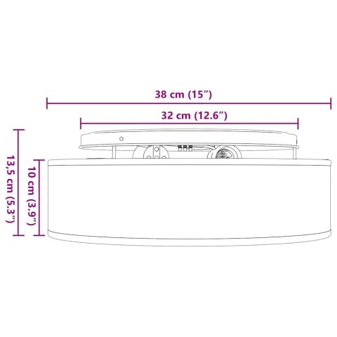 Lampa sufitowa Płaskosufitowa Czarna Ø 38 cm Tkanina E27 Lumarko!