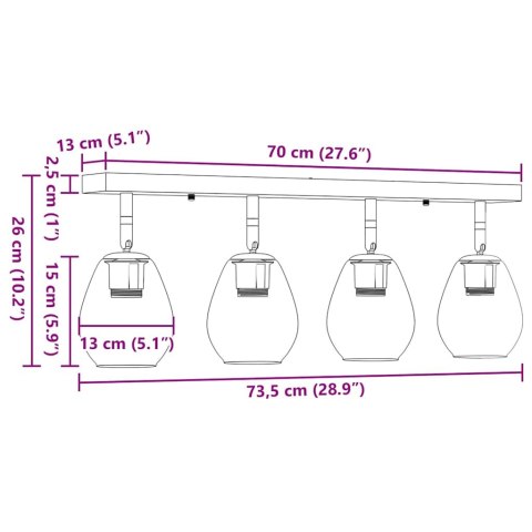 Lampa sufitowa z regulowanym abażurem szklanym Anthracite E27 Lumarko!