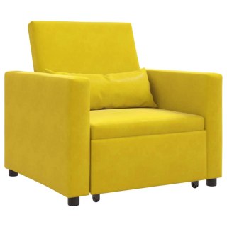 VidaXL Rozkładana sofa jednoosobowa Żółty Aksamit