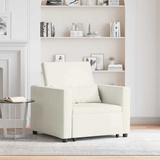 VidaXL Rozkładana sofa jednoosobowa z kółkami Kremowy Aksamit