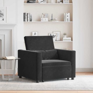 VidaXL Rozkładana sofa jednoosobowa z kółkami Czarny Aksamit