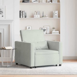 VidaXL Rozkładana sofa jednoosobowa z kółkami Jasnoszary Aksamit