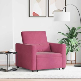 VidaXL Rozkładana sofa jednoosobowa z kółkami czerwone wino Aksamit
