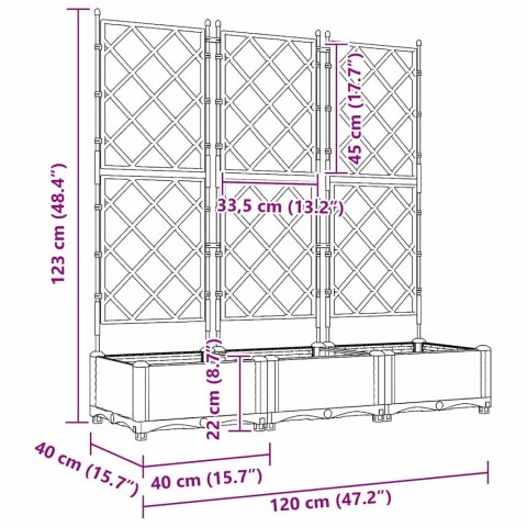 VidaXL Doniczka ogrodowa 3 szt. Biały 120 x 40 x 125,5 cm PP