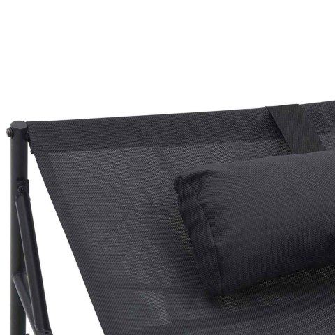 Leżak ogrodowy - antracytowy - 200 x 74 x 73 cm - stal i Textilene Lumarko!