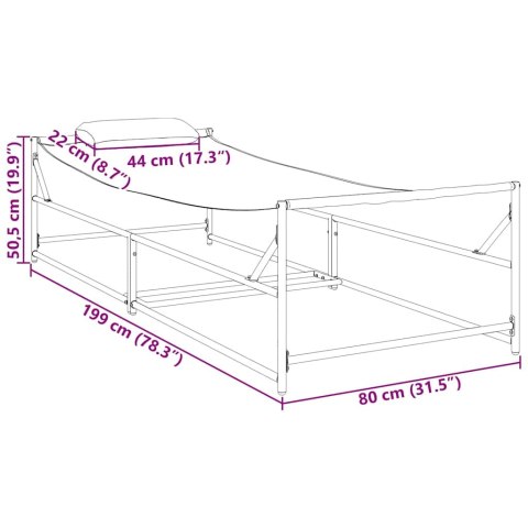 Leżak ogrodowy - antracytowy - 200 x 74 x 73 cm - stal i Textilene Lumarko!