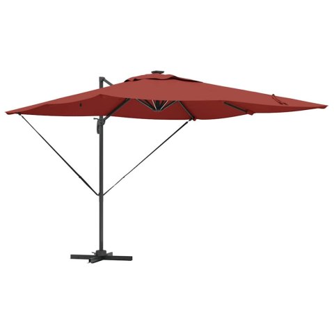 Parasol Cantilever Roma z LED-ami w kolorze terakoty - 286 x 285 x 270 cm, aluminiowy. Lumarko!