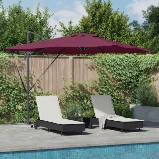 Parasol Cantilever Roma z LED w Bordeaux, 286 x 285 x 270 cm, Z aluminium. Lumarko!