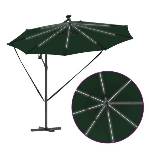 VidaXL Parasol plażowy Ze LED Lights Zielony 294 x 294 x 248 cm