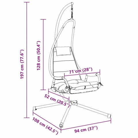 Fotel wiszący z podstawką i poduszką w kolorze taupe, stalowy Lumarko!