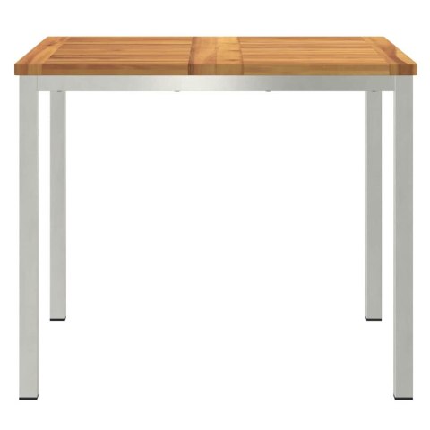 VidaXL Stół jadalny 90x90x75 cm Drewno akacjowe i stal nierdzewna