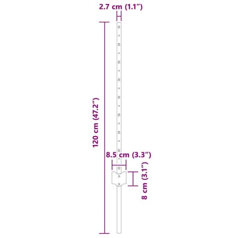 Słupki ogrodzeniowe 11 pcs Szary 80 cm Stal Lumarko!