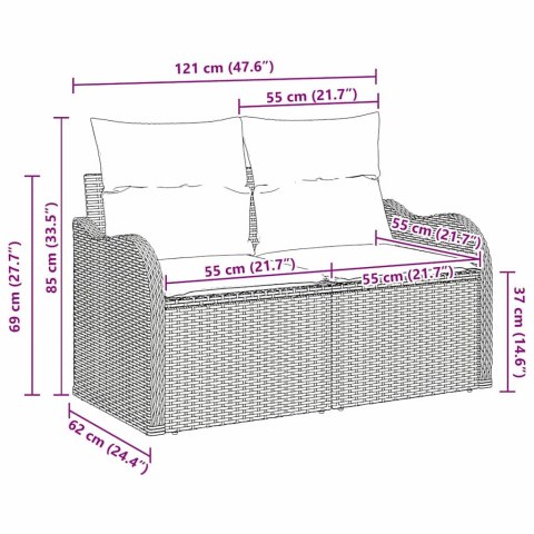 Sofa Ogrodowa z poduszką Brązowy 121 x 62 x 69cm polirattan Lumarko!