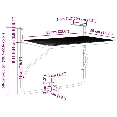Musztardowy składany stół na balkonie - 60x40 cm, stalowy Lumarko!