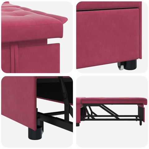 VidaXL Sofa Bed Czerwone wino 194 x 67 x 82 cm Aksamit