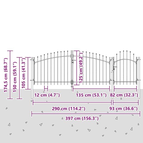Brama ogrodowa Czarny 125 x 400 cm Lumarko!