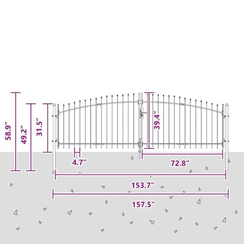 Brama ogrodowa Z blokadą Szary 100 x 400 cm Stal Lumarko!