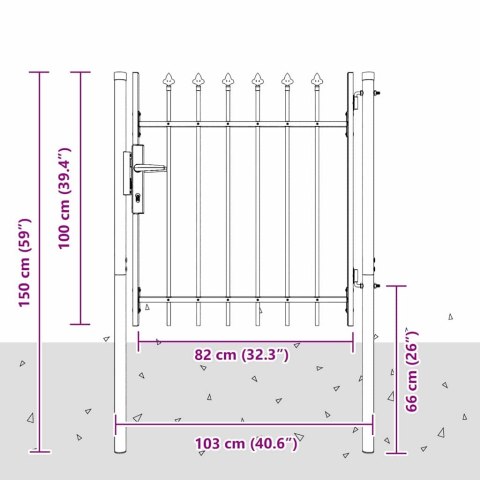 Brama ogrodzeniowa Szary 100 x 100 cm Stal Pokryta Proskiem Lumarko!