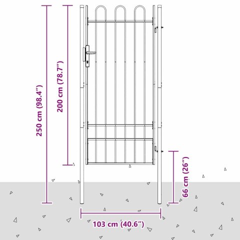 Brama ogrodzeniowa Szary 100 x 200 cm Stal Pokryta Proskiem Lumarko!