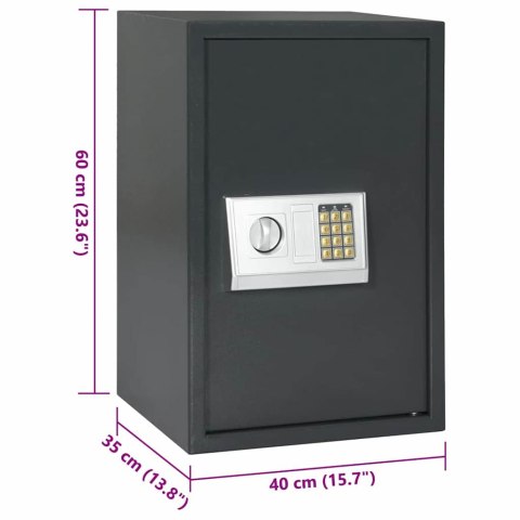 Sejf elektroniczny z półką Ciemnoszary 40x35x60 cm Stal Lumarko!